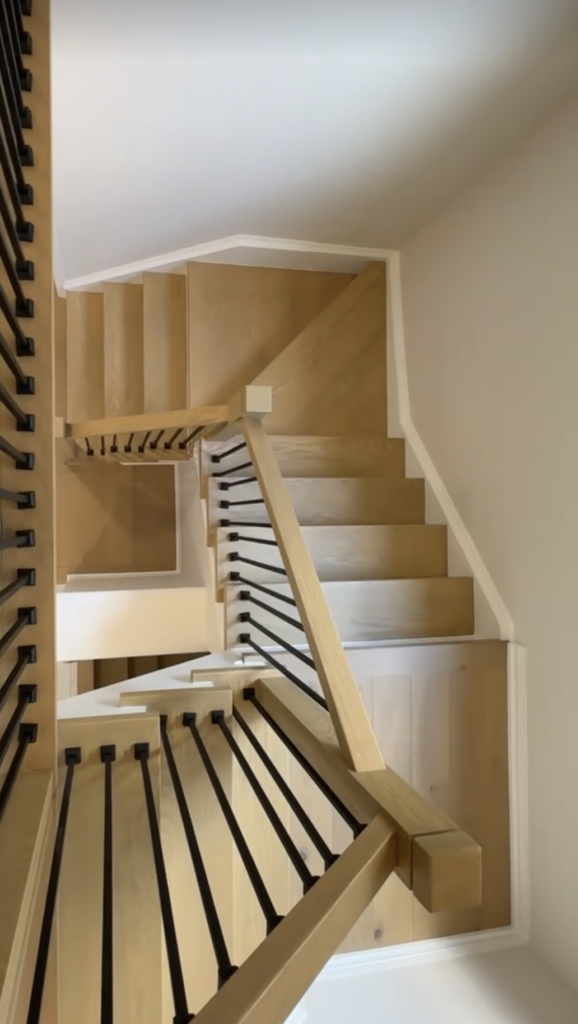 home renovation wooden stairs with railing